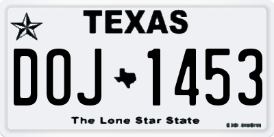 TX license plate DOJ1453