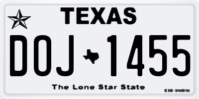 TX license plate DOJ1455