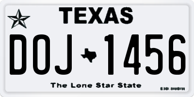 TX license plate DOJ1456