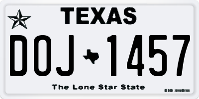 TX license plate DOJ1457