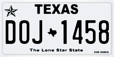 TX license plate DOJ1458
