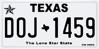 TX license plate DOJ1459