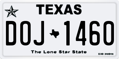 TX license plate DOJ1460