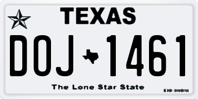 TX license plate DOJ1461