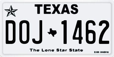TX license plate DOJ1462