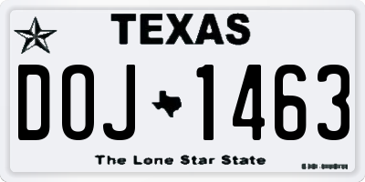 TX license plate DOJ1463
