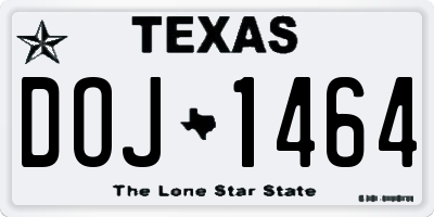 TX license plate DOJ1464