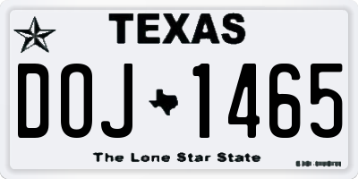 TX license plate DOJ1465