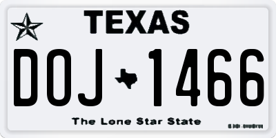 TX license plate DOJ1466