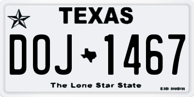 TX license plate DOJ1467
