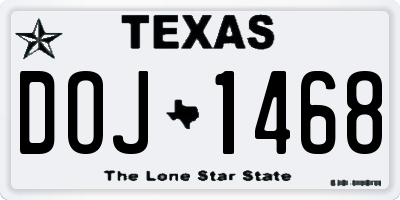TX license plate DOJ1468