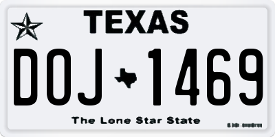 TX license plate DOJ1469