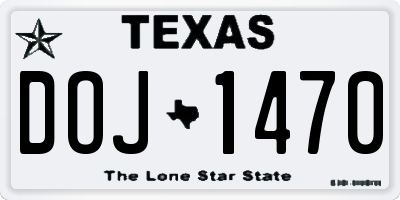 TX license plate DOJ1470