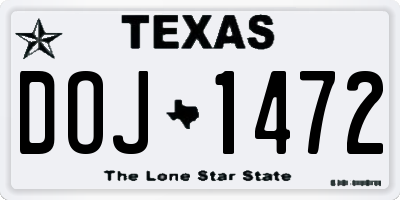 TX license plate DOJ1472