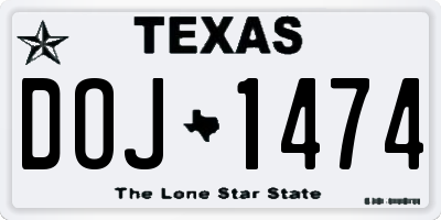 TX license plate DOJ1474