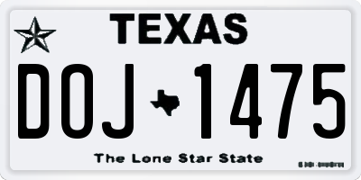 TX license plate DOJ1475