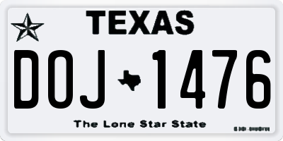 TX license plate DOJ1476