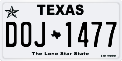 TX license plate DOJ1477