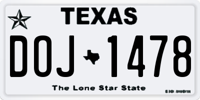TX license plate DOJ1478