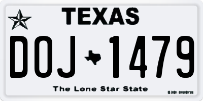 TX license plate DOJ1479