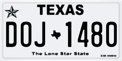 TX license plate DOJ1480