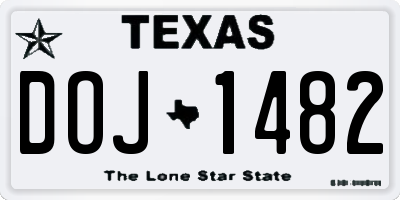 TX license plate DOJ1482