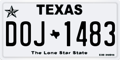 TX license plate DOJ1483