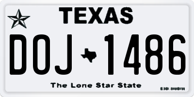 TX license plate DOJ1486