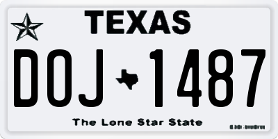 TX license plate DOJ1487