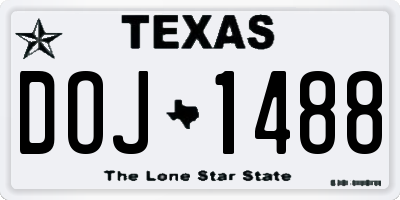TX license plate DOJ1488