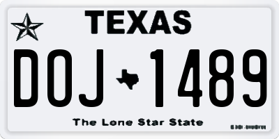 TX license plate DOJ1489