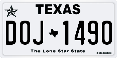 TX license plate DOJ1490