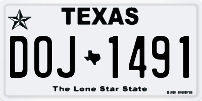 TX license plate DOJ1491