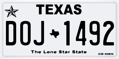 TX license plate DOJ1492