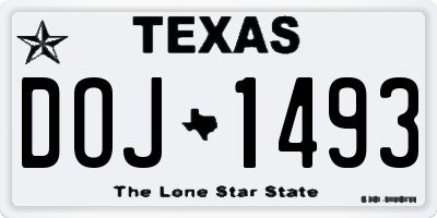 TX license plate DOJ1493