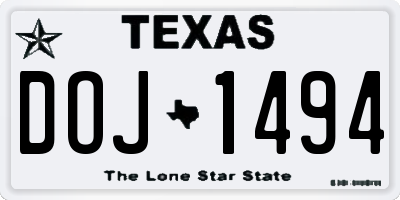 TX license plate DOJ1494