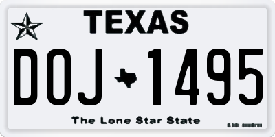 TX license plate DOJ1495