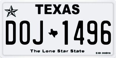TX license plate DOJ1496