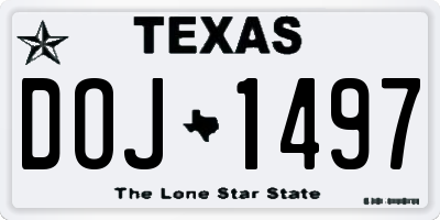 TX license plate DOJ1497