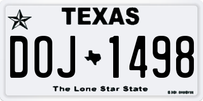 TX license plate DOJ1498