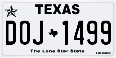 TX license plate DOJ1499