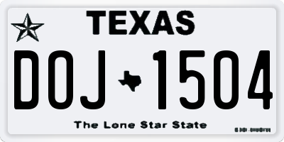 TX license plate DOJ1504