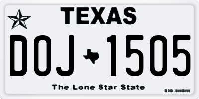 TX license plate DOJ1505