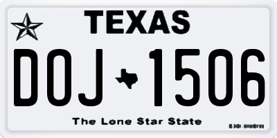 TX license plate DOJ1506