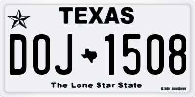 TX license plate DOJ1508