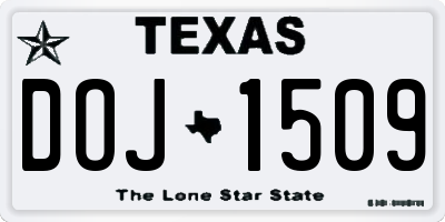 TX license plate DOJ1509