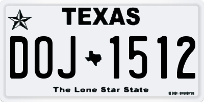 TX license plate DOJ1512