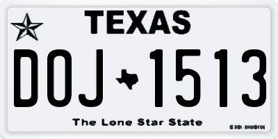 TX license plate DOJ1513