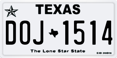 TX license plate DOJ1514