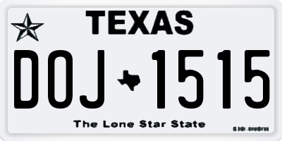 TX license plate DOJ1515